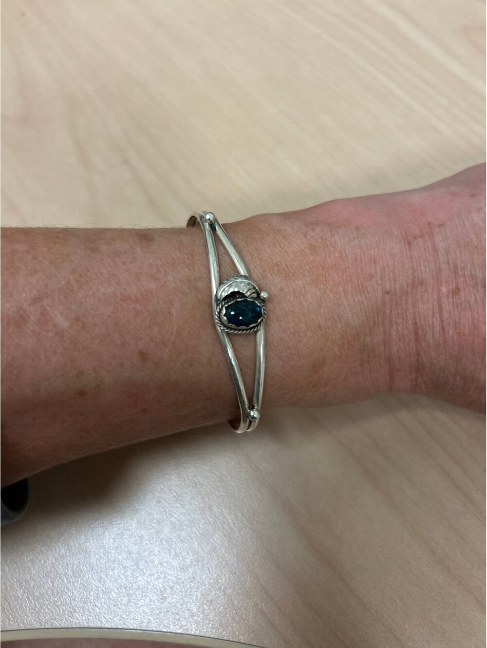 Navaho Southwestern Sterling Sea Opal / Fire Opal Bracelet